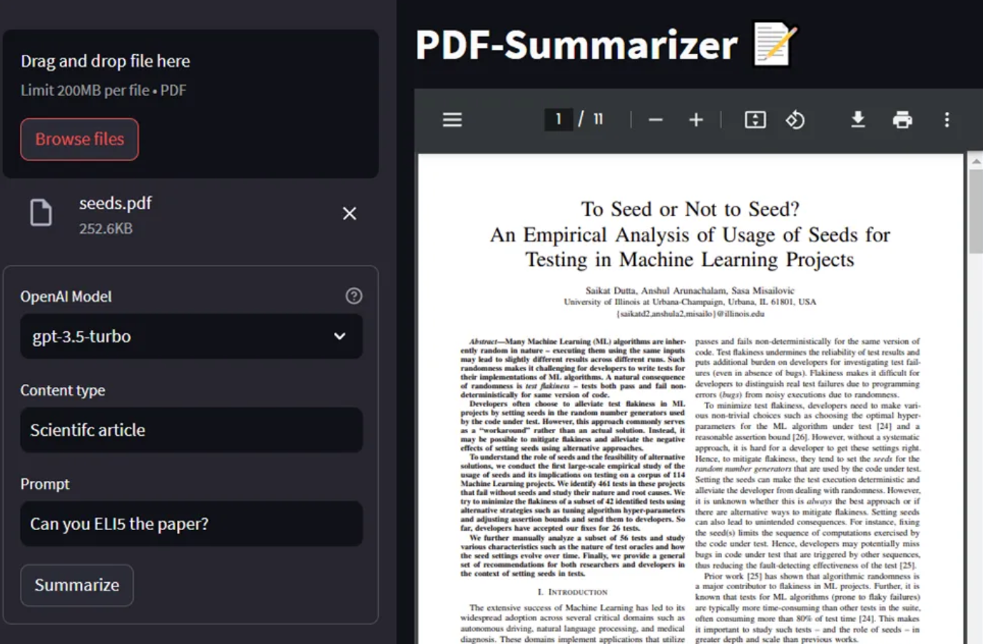 PDF 摘要工具的效果图