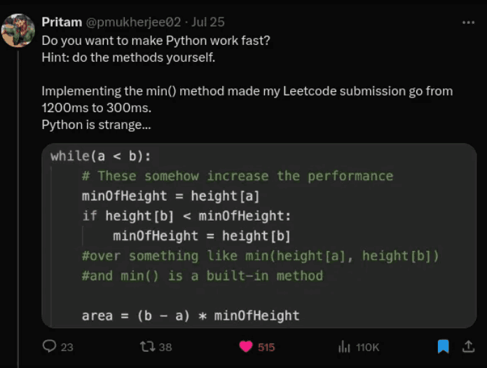 自己写的代码比min函数快？